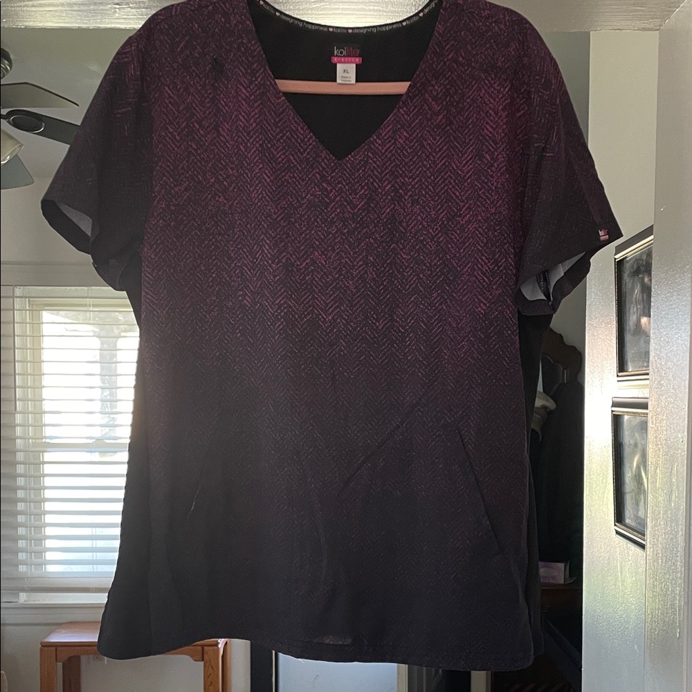 Koi Women's V-Neck Tee - Black and Purple
